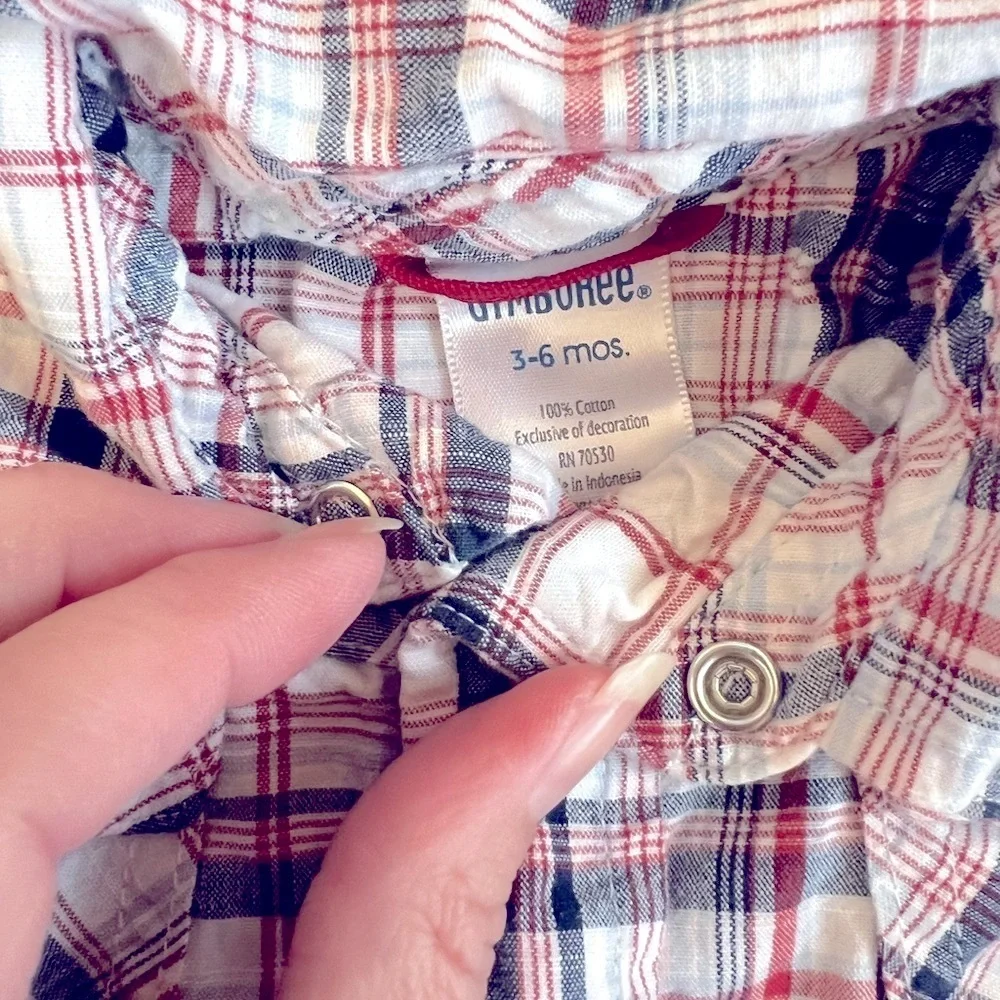 Gymboree baby plaid snap up short sleeve 3-6 months